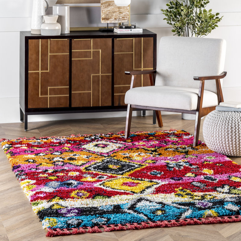 Bloomsbury Market Venlo Moroccan Shag Performance Red/Pink/Orange Rug